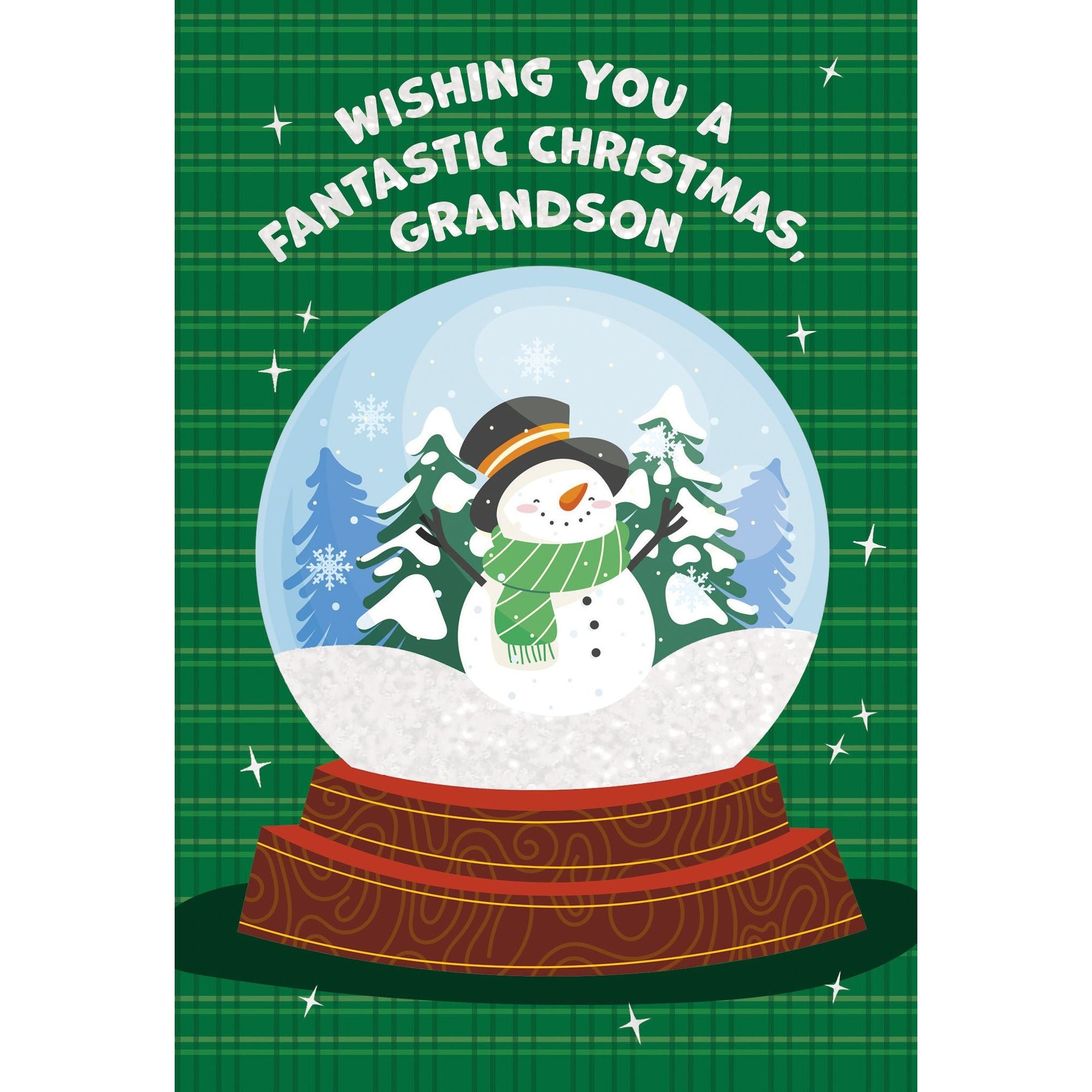 Snowman In A Globe Christmas Card Grandson
